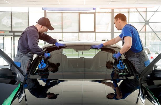 Atlantic Auto Glass Repair technician repairing a windshield